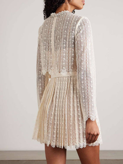 SP Cream Organza Lace Mini Dress