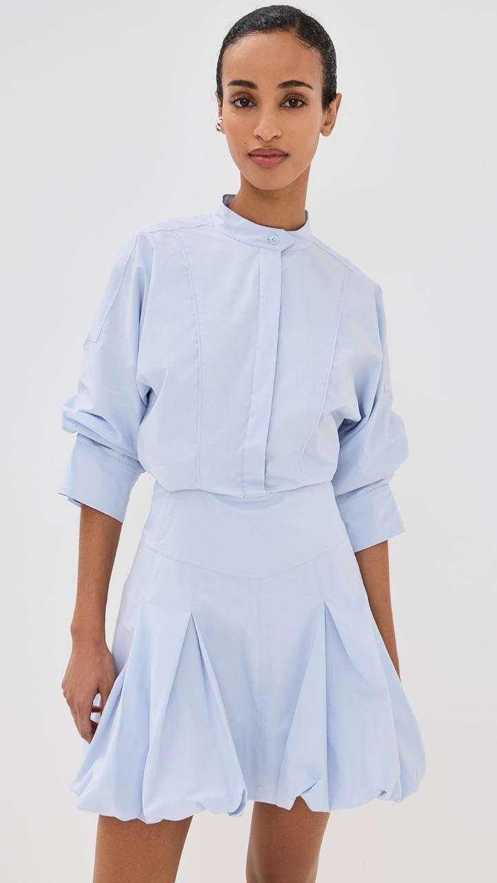 3 Colors! SK Effie Bubble Cotton-blend Mini Dress Shirtdress