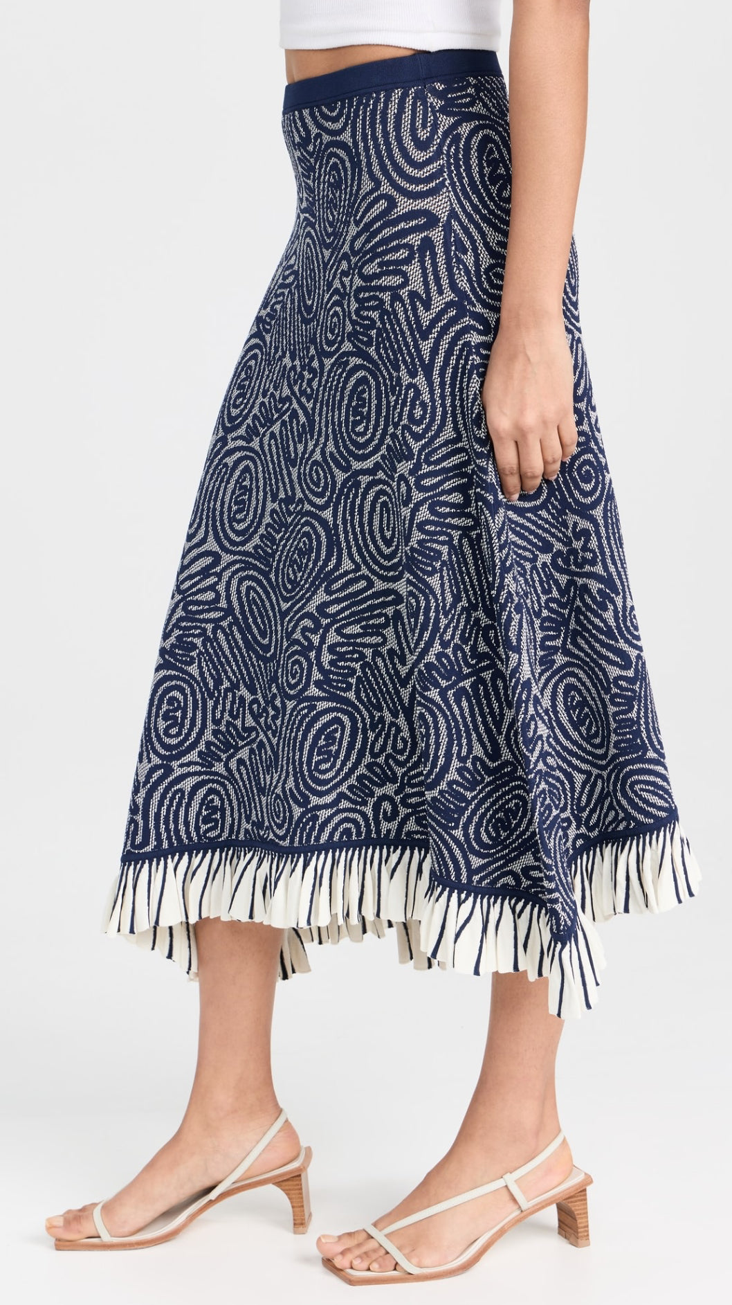 UJ Emmeline Ruffle Top | Josephine Midi Skirt | Set in Ink Blue