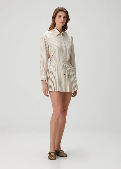 SD Stella Rhinestone Cropped Cotton Shirt | Stellie Pleated Mini Skirt | Set