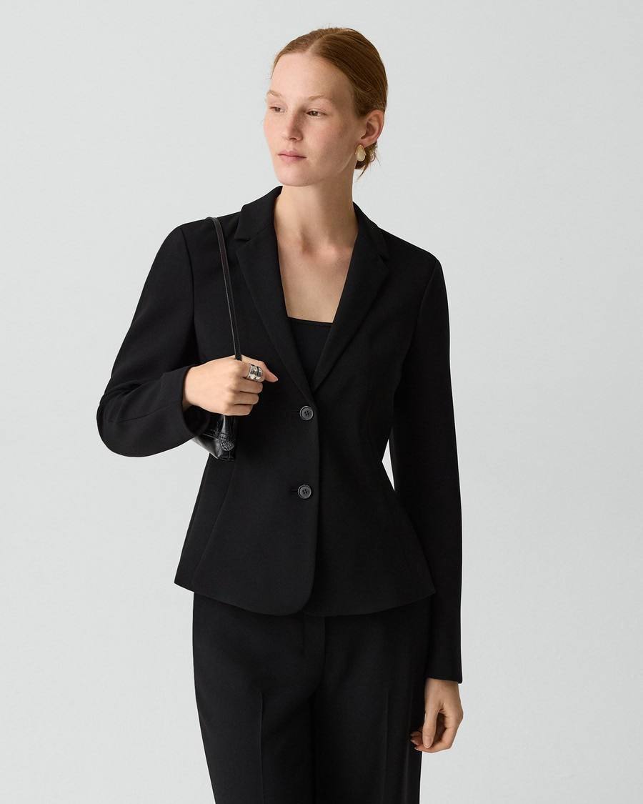 TH Fitted Blazer | Pleated Wide-Leg Pant 30" in Admiral Crepe