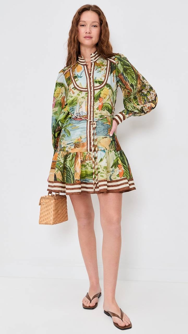 ALM Toucan Tango Yoke Ramie Mini Dress