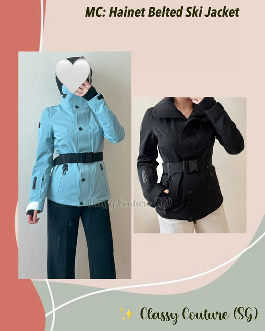 MC Hainet Belted Ski Jacket in Black & Blue