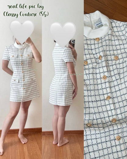 SP White Check Sequin Boucle Mini Dress