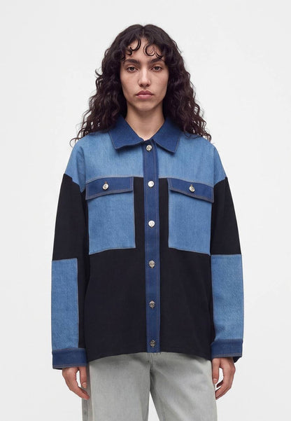 Celia Oversized Cardigan in Denim Mix