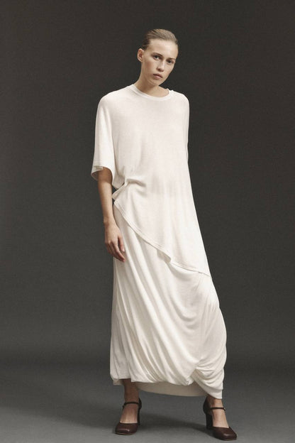 Breanna Asymmetric Cape Top | Knot Maxi Skirt | Lyocell-wool blend Set