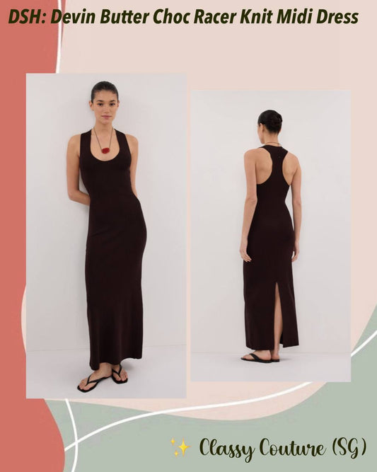 DSH Devin Butter Choc Racer Knit Midi Dress