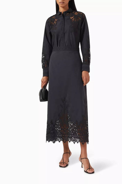 UJ Harden Oversized Cotton-Silk Lace-panel Tunic Shirt