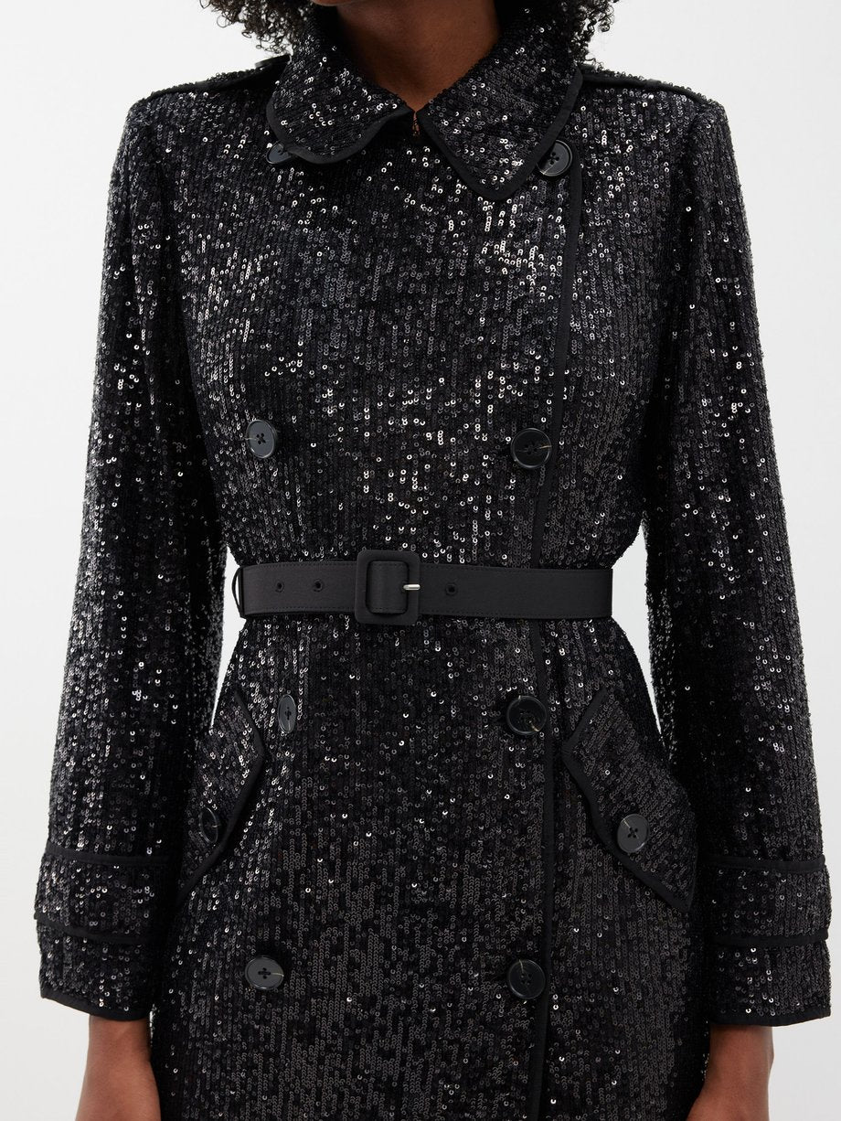 SP Black Sequin Trench Coat