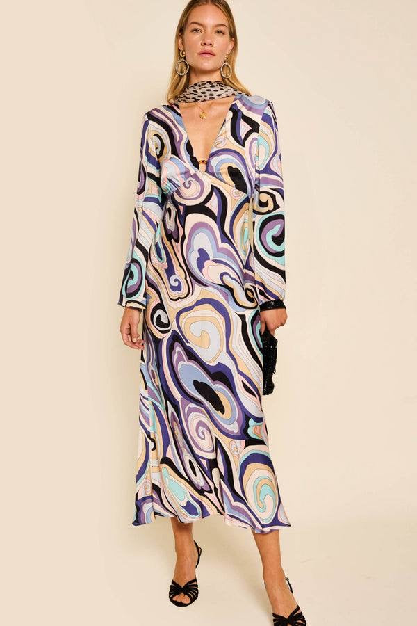 RX Terri Satin Viscose Midi Dress
