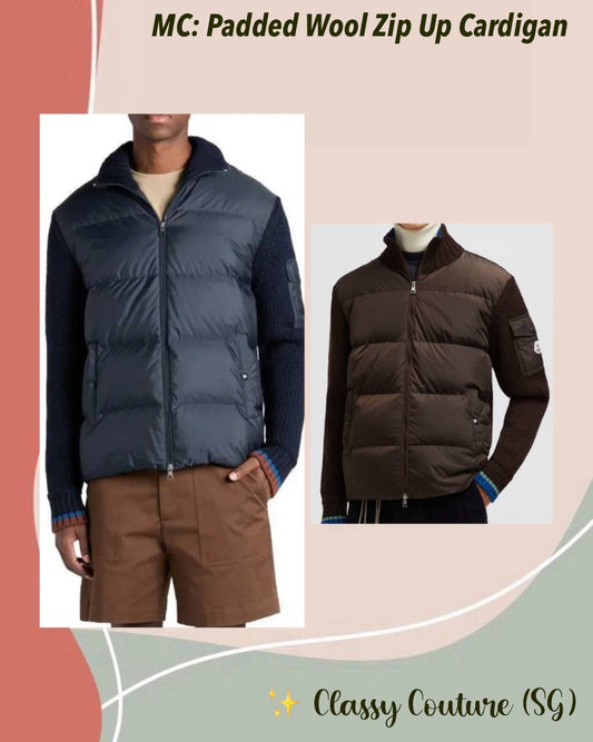 MC Men’s Padded Wool Zip Up Cardigan Jacket (Down Filling)