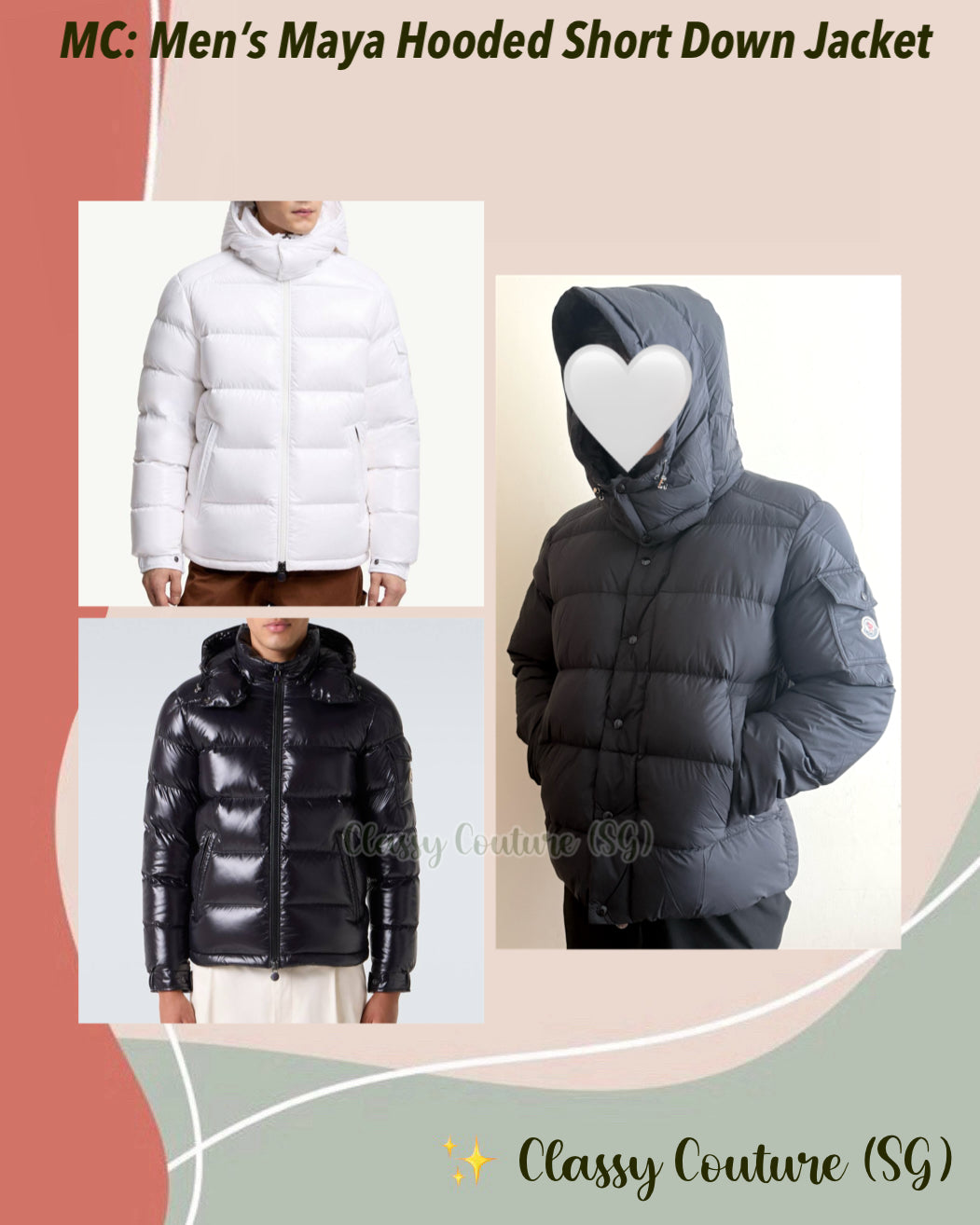 3 Colors! MC Men’s Maya Hooded Short Down Jacket