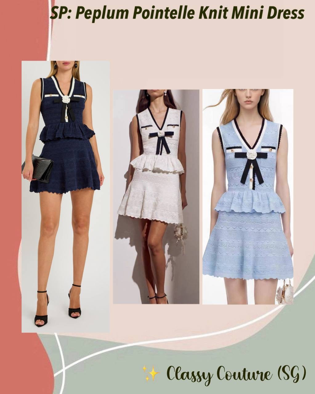 SP Peplum Pointelle Knit Mini Dress