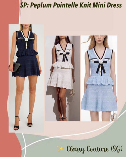 SP Peplum Pointelle Knit Mini Dress