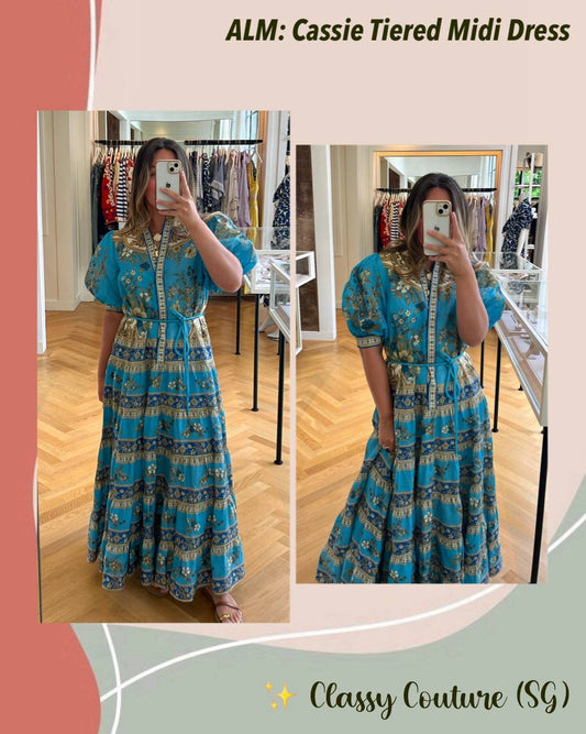 ALM Cassie Tiered Ramie Midi Dress