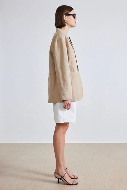 AA Oversized Linen-Cotton Blazer in Desert