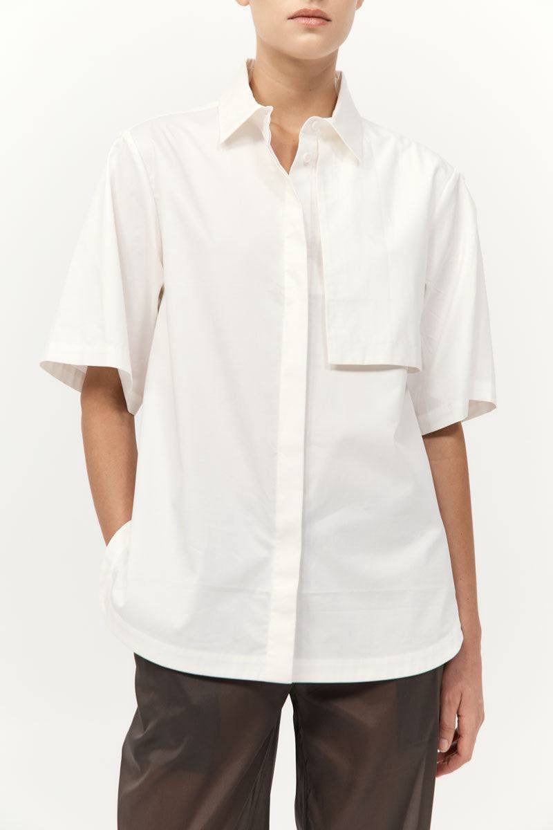 SA Utility Short Sleeve Cotton Shirt in White