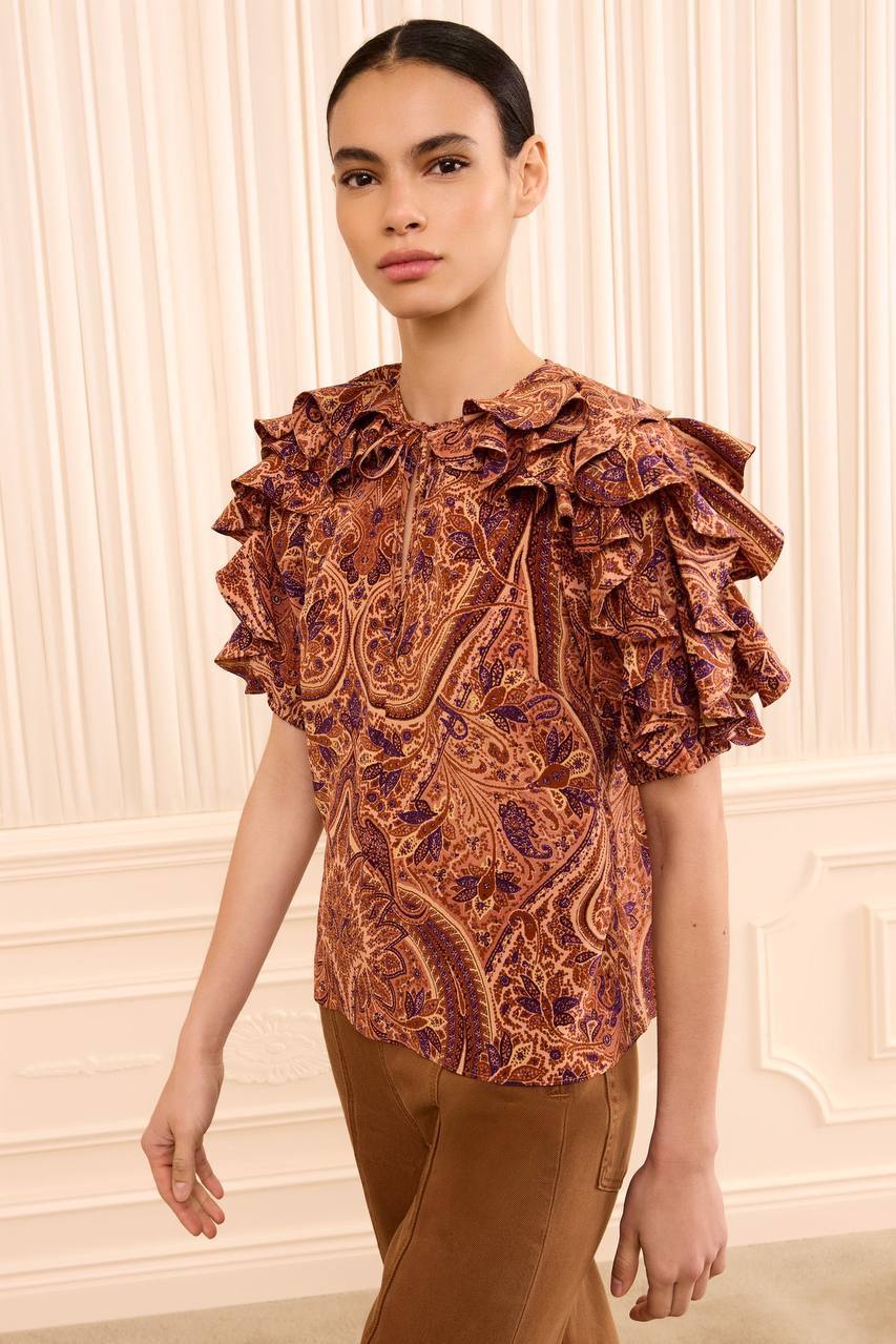 UJ Josephine Short Sleeve Silk Top - Image 6