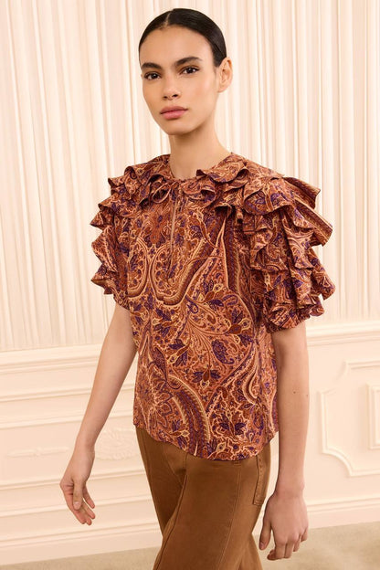 UJ Josephine Short Sleeve Silk Top - Image 6