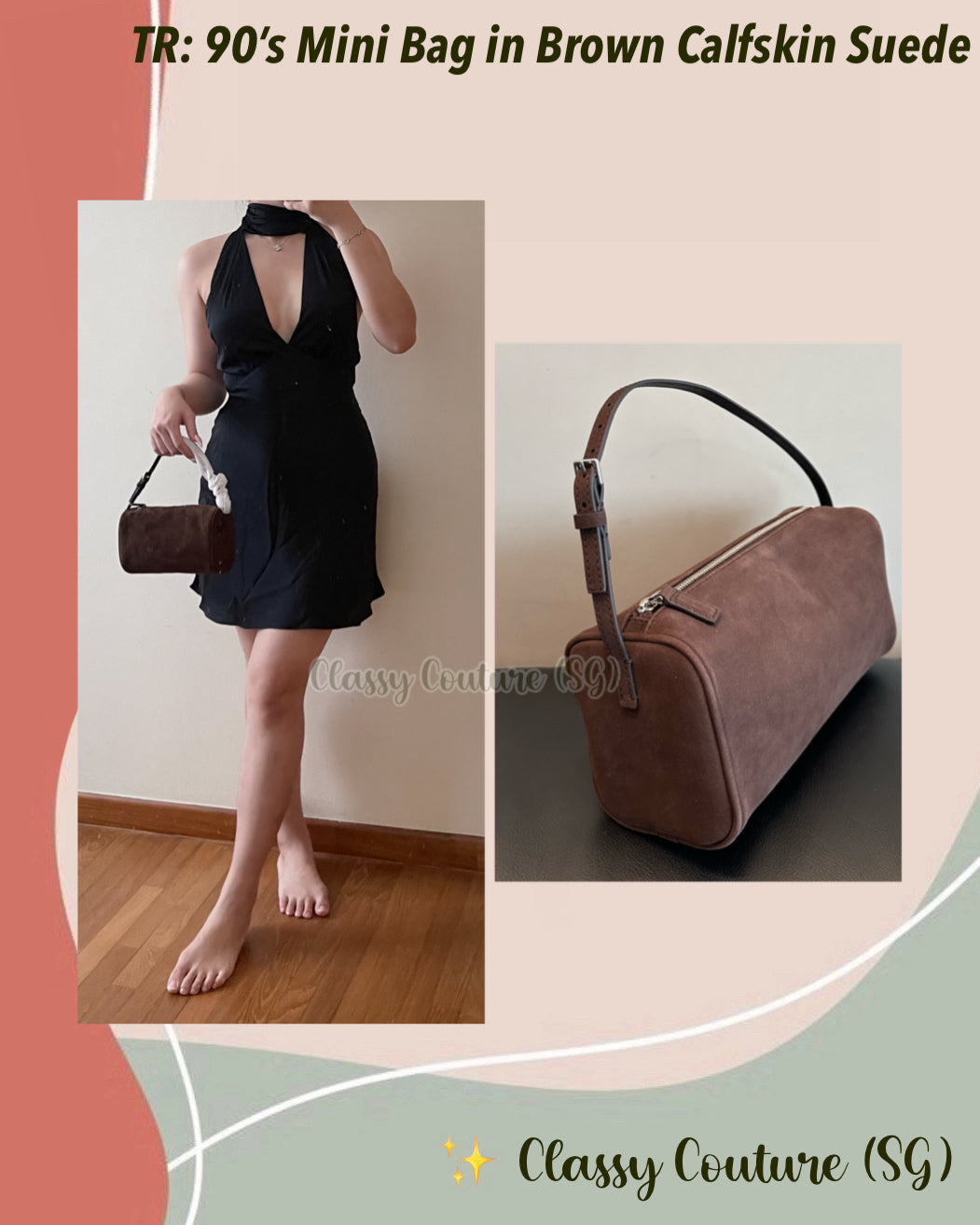 TR 90’s Mini Bag in Brown Calfskin Nubuck Leather