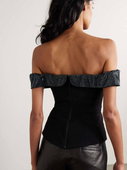 SP Off-The-Shoulder Bow Crepe Midi Dress | Mini Dress | Top