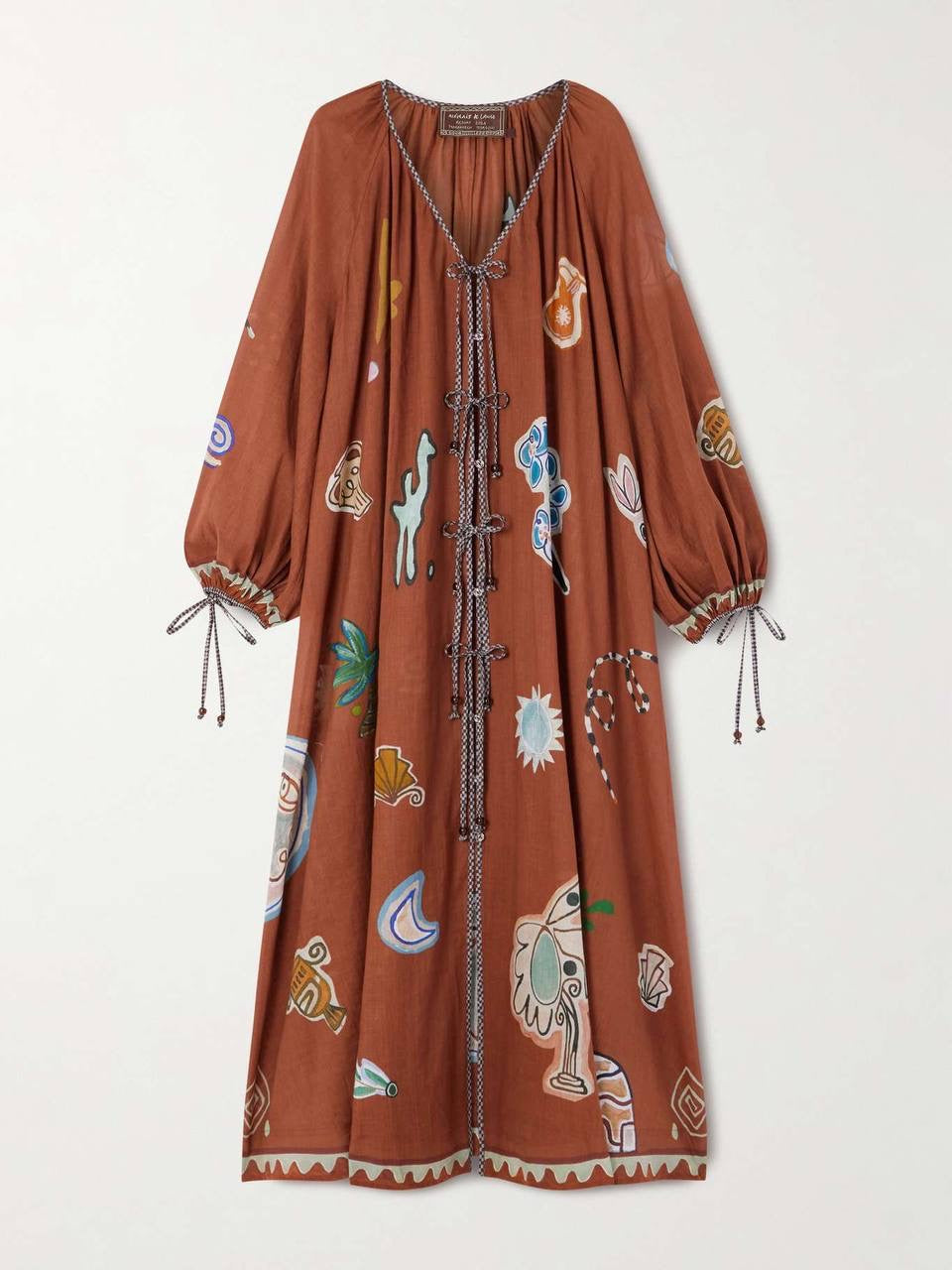 ALM + LNCE Printed Ramie and Cotton-Blend Midi Dress