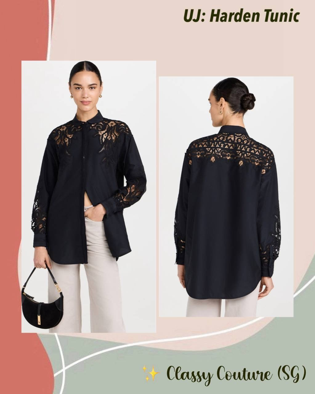 UJ Harden Oversized Cotton-Silk Lace-panel Tunic Shirt