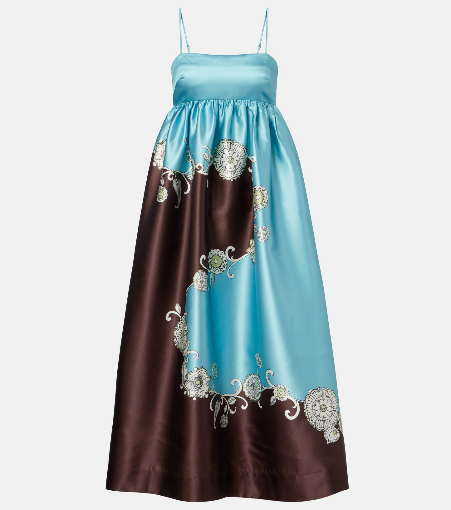 ALM Gia Printed Maxi Dress Sundress with Back Ribbon Bow Tie