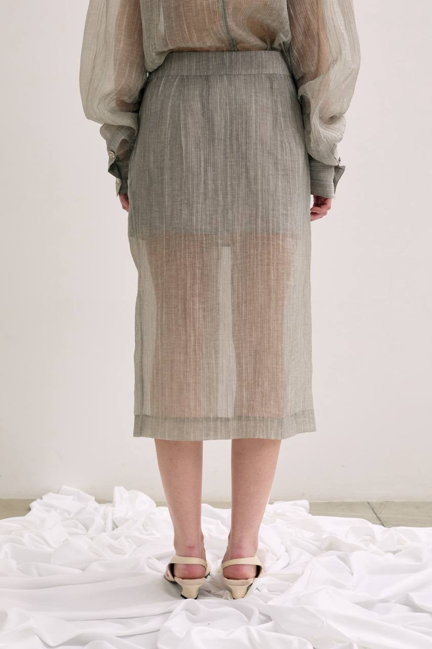 TG Delfi Sheer Grey Blouse | Skirt