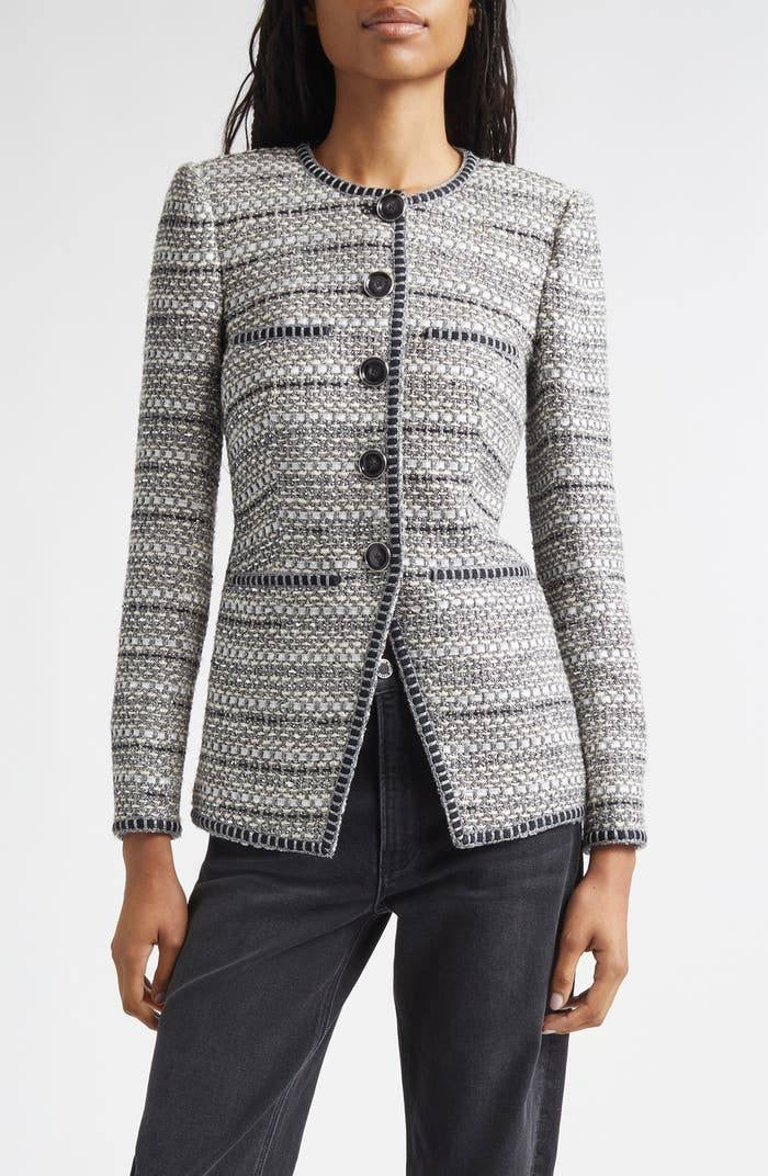 VB Alessia Metallic Tweed Cutaway Jacket
