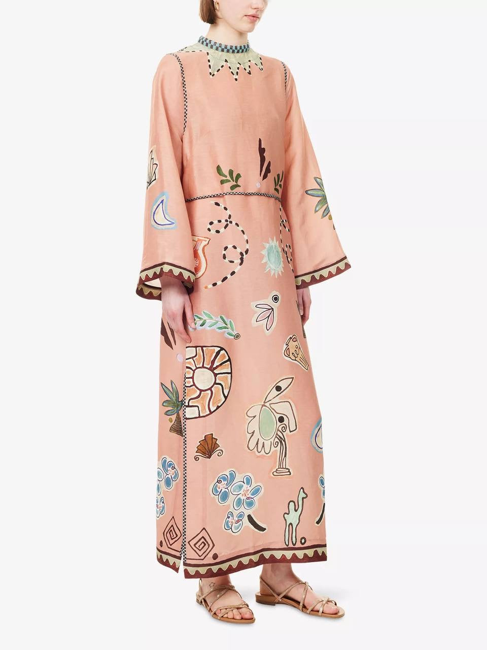 ALM Laurence Belted Linen-Silk Midi Dress
