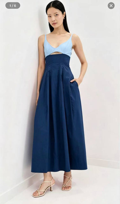 SK Cut Out Details Cotton-Blend Midi Dress