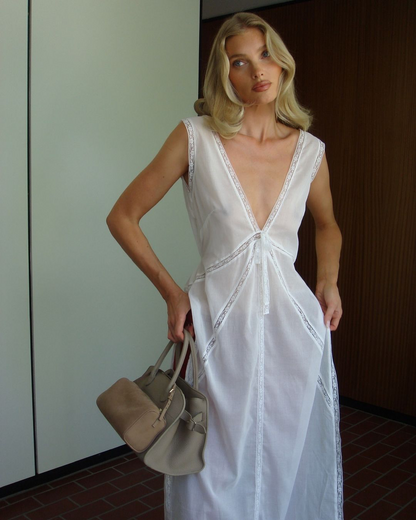 HS Voile Daylight Cotton Nightgown Shirtdress Midi Top
