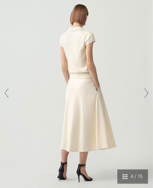 TH Double-Pleat Trouser A-Line Midi Skirt in Admiral Crepe