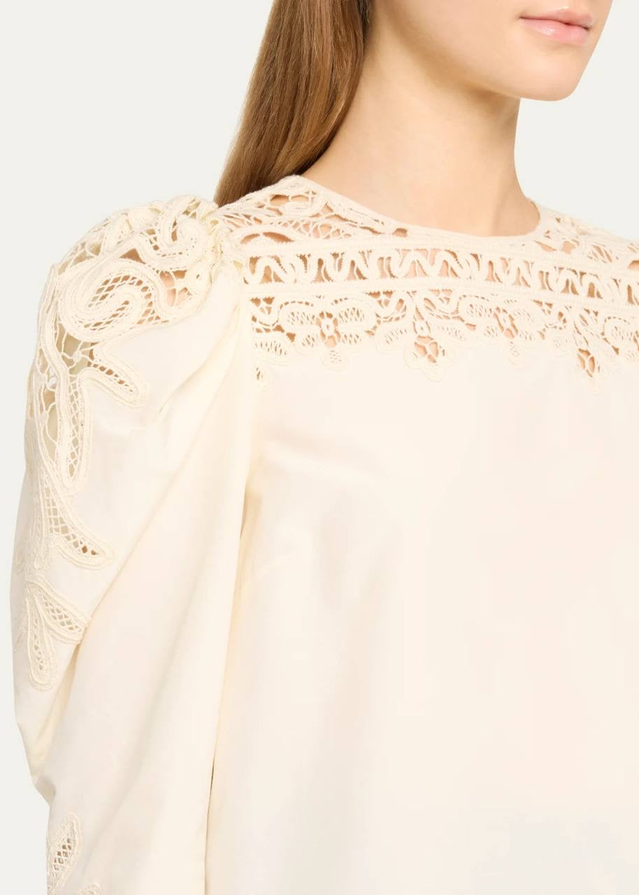 UJ Aura Cotton-silk Puff Long Sleeve Blouse