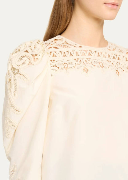 UJ Aura Cotton-silk Puff Long Sleeve Blouse