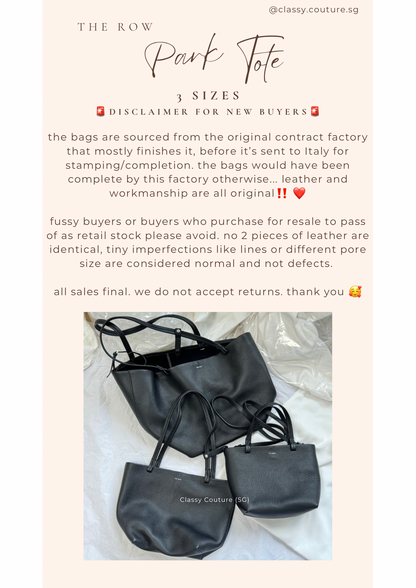 3 Sizes! TR Black Grained Calfskin Park Tote Three Bag in Small | Medium | Large