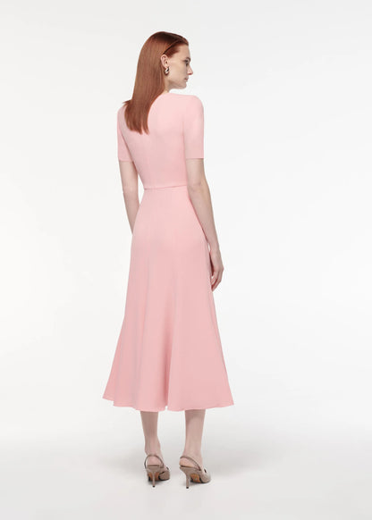 RM Short Sleeve Light Cady Midi Dress Twist Light Pink