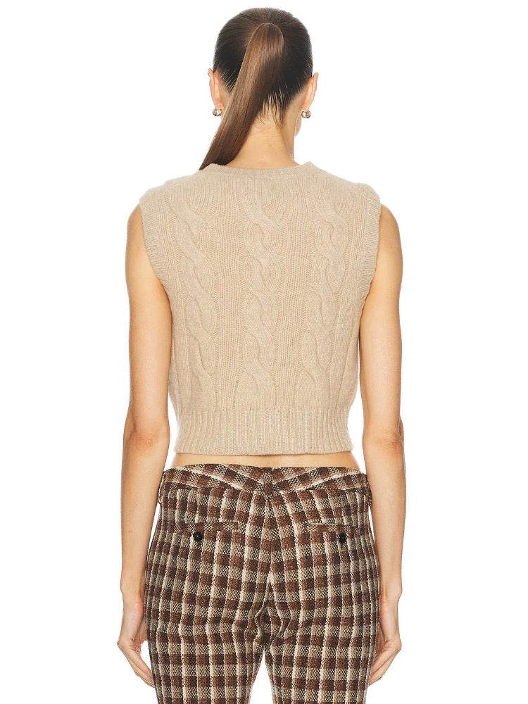 RL Cropped Cable Wool-Cashmere Sweater