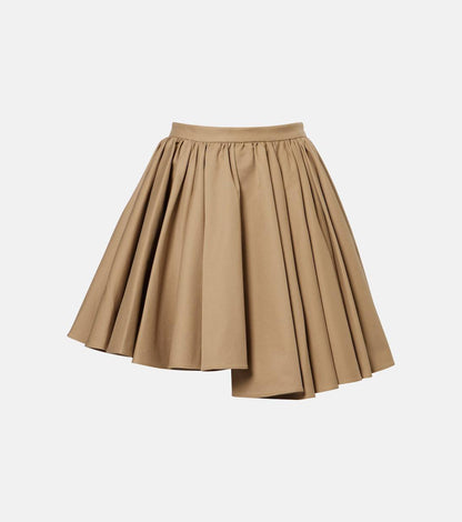 SP Tan Asymmetrical Cotton Mini Skirt