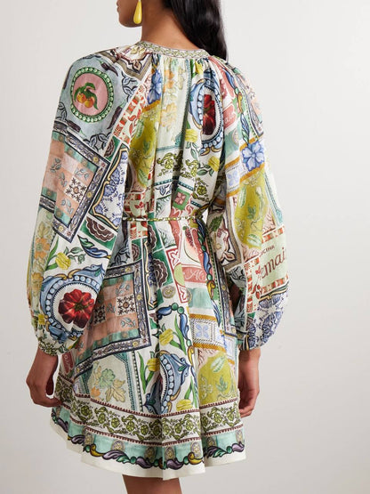 ALM Tommasina Ramie Tie Mini Dress Shirtdress