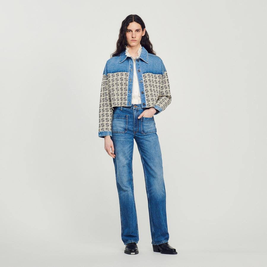 SD Cordoue Logo Jacquard Denim Cropped Jacket