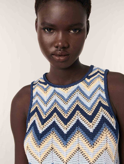 MJ Metallic Crochet-Knit Mizag Sleeveless Top | Rizag Strappy Midi Dress