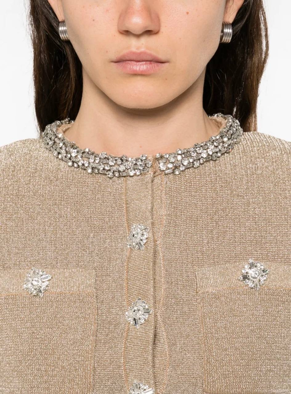 SP Gold Crystal Trim Knit Mini Dress