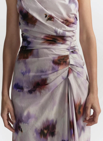 ALC Juno One Shoulder Tie Dye Cotton Midi Dress