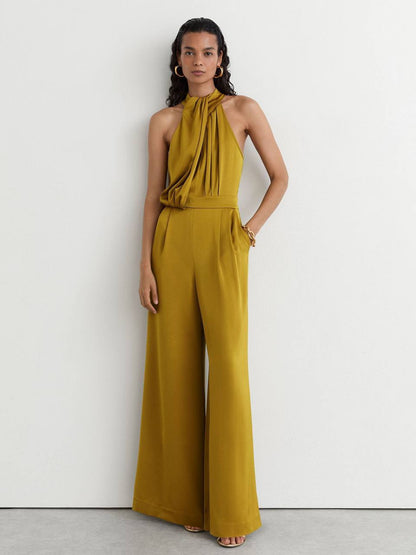Finley Satin Draped Wide-Leg Jumpsuit