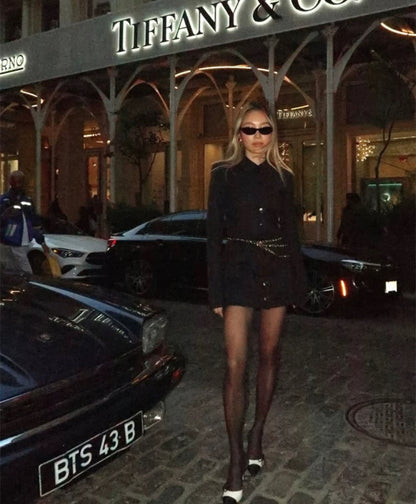 HS The Little Lady Long Sleeve Mini Dress in Black