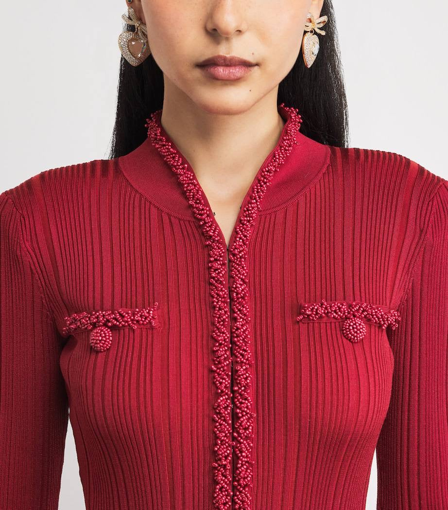 SP Red Knitted Embellished Midi Maxi Dress