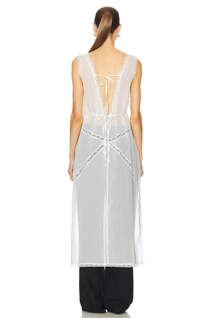 HS Voile Daylight Cotton Nightgown Shirtdress Midi Top