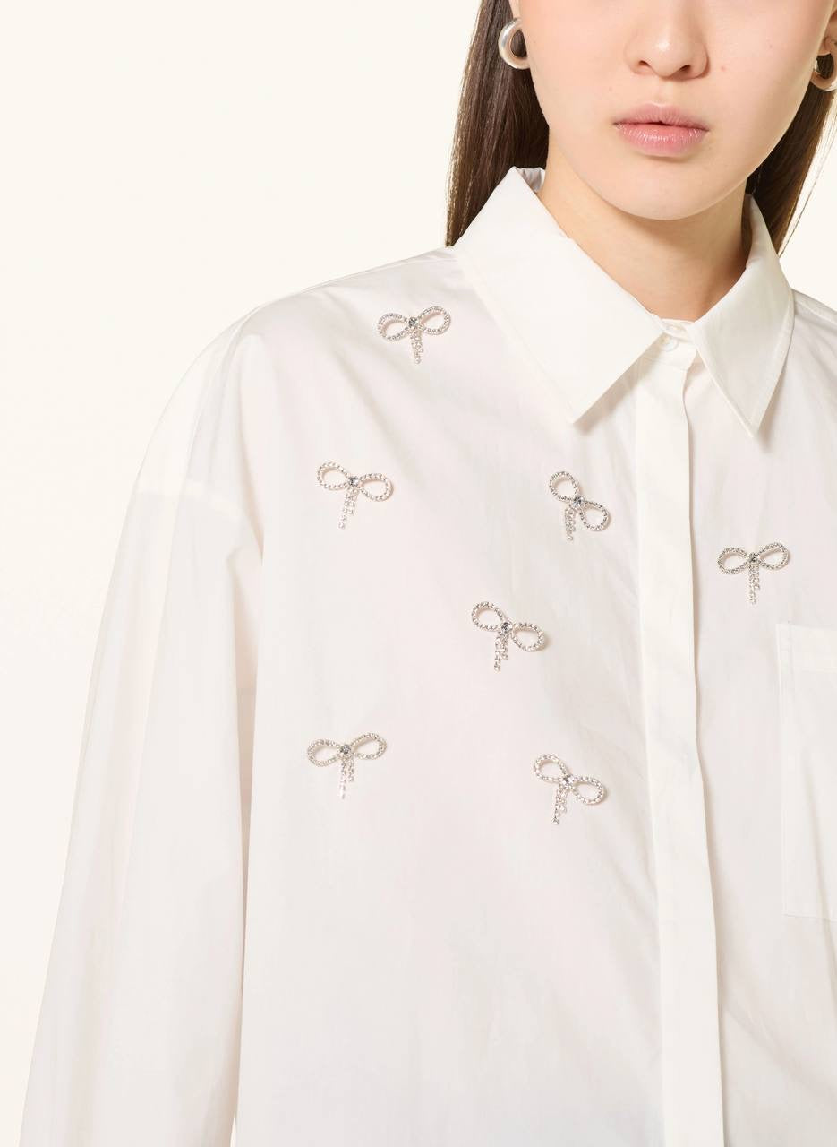MJ Cineuli Jewel Bow Cropped Long Sleeve Shirt